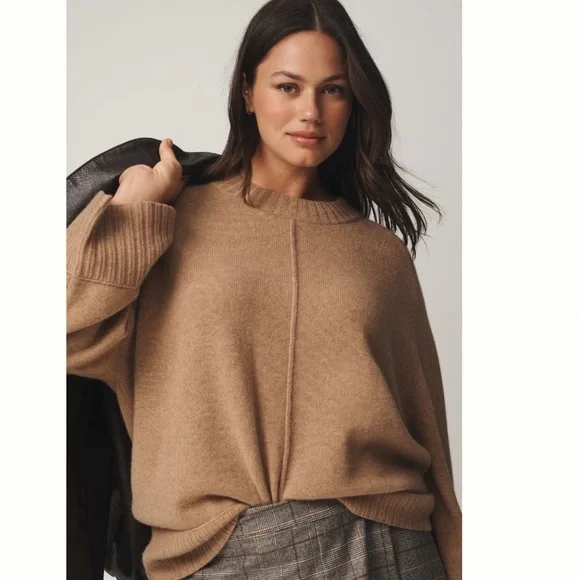 NWT Anthropologie The Chandler Cashmere Crew-Neck Relaxed Pullover Sweater XL - Picture 1 of 16